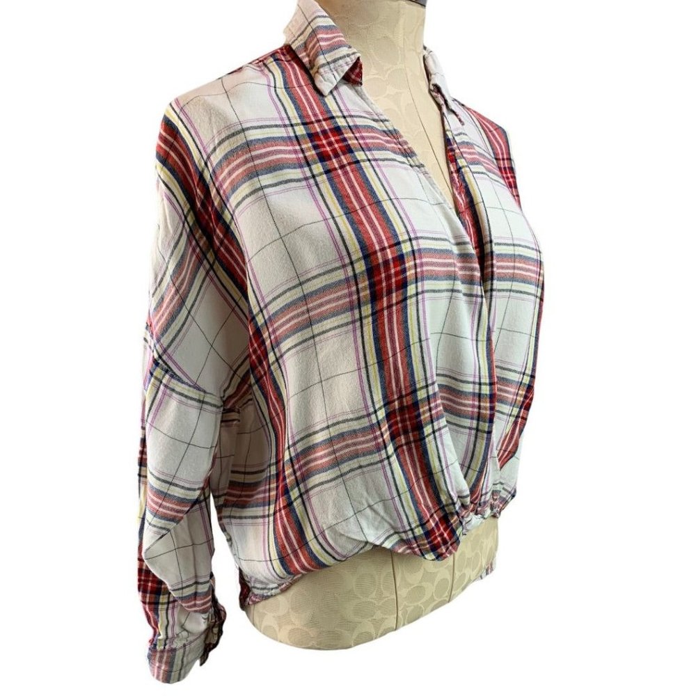 Small Lou & Grey Women's Soft Flannel Faux Wrap‎ Pullover Blouse Shirt